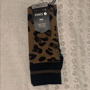Stance Leopard Print Dress Socks - Brown and Black